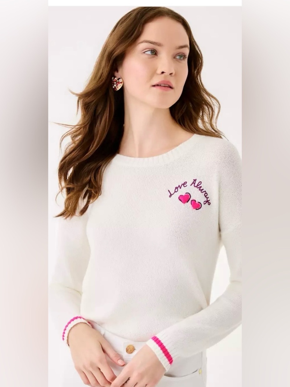 NWT Lilly Pulitzer Coconut Sweater Cream Love Always Knit Preppy Size S - Picture 8 of 8